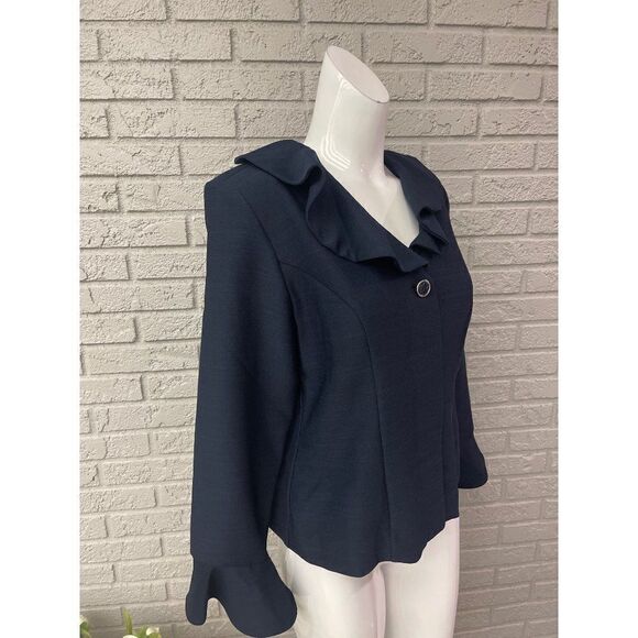 Sweet Suit Ruffle Collar Long Sleeve Top / Blouse Size 8 - Picture 3 of 9